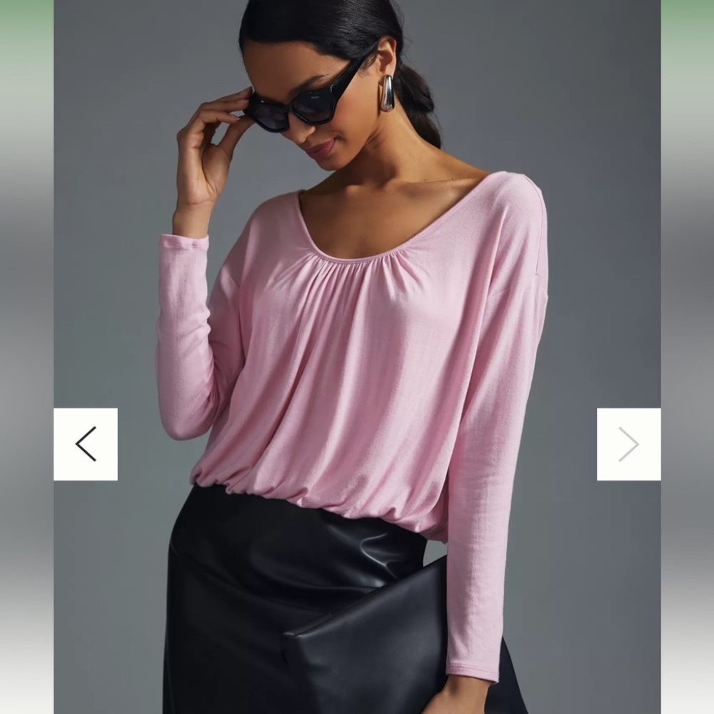 Maeve by Anthropologie SZ S Long Sleeve Bubble Top pink NWT
